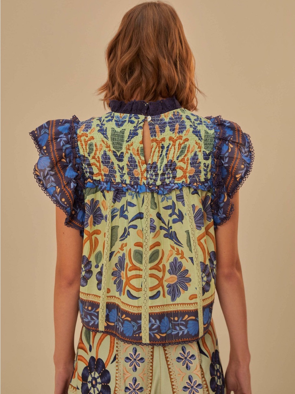EUC FARM RIO Green Ocean Tapestry Lace Blouse - Picture 2 of 11